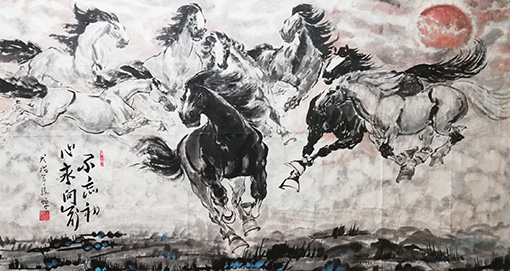 张焯作品 《不忘初心永向前》规格：180cmX97cm